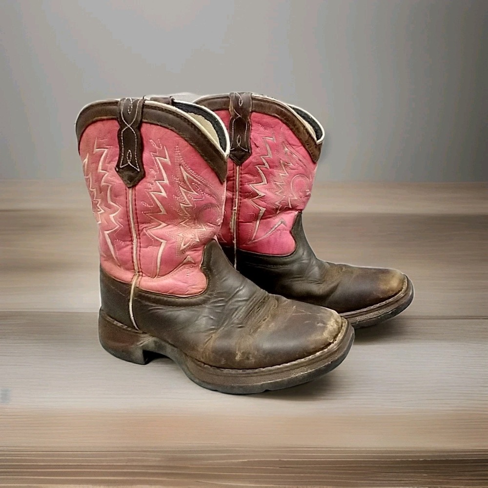 Girl's Durango Western Boot‎ Lil' Cowgirl Pink Brown Sz 2 DWBT093 8" Fat
